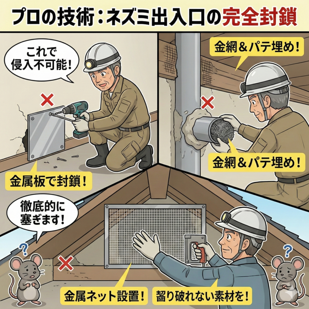 様々な方法でネズミ出入口封鎖