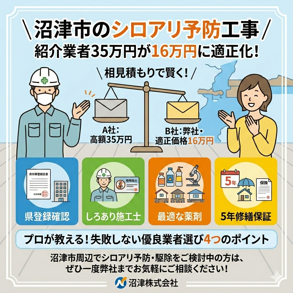 シロアリ予防工事　35万円が16万円になりました。
