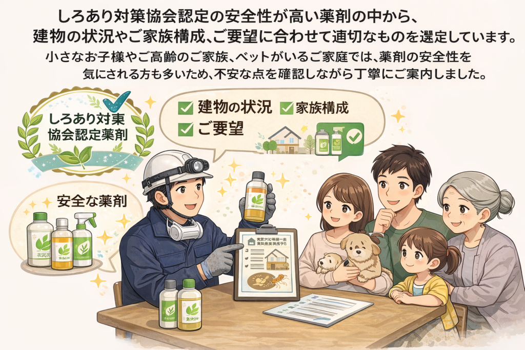 シロアリ駆除薬剤の選定方法