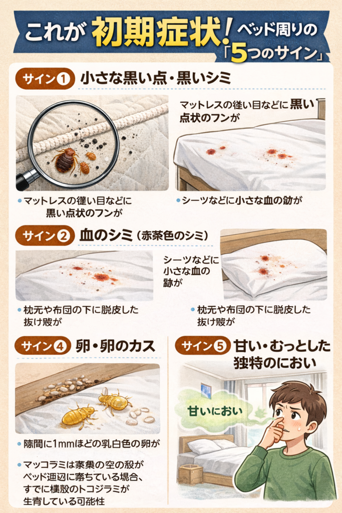 これがトコジラミ初期症状！ベッド周りの「5つのサイン」 (1)