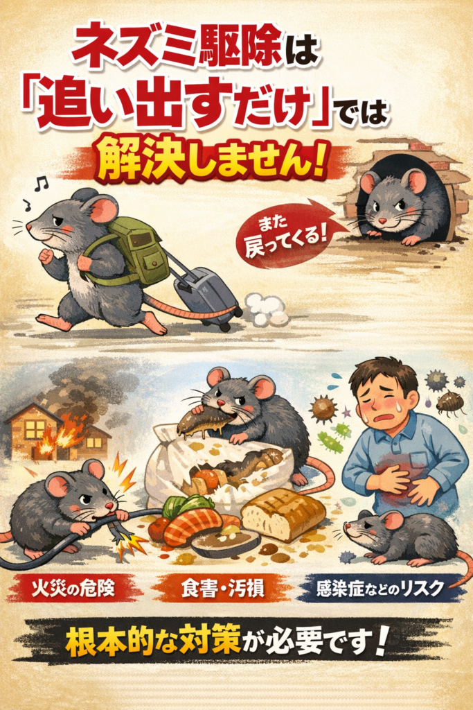 ネズミ駆除は「追い出すだけ」では解決しません