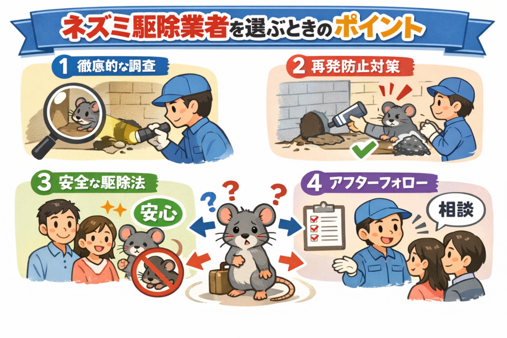 ネズミ駆除業者を選ぶときのポイント