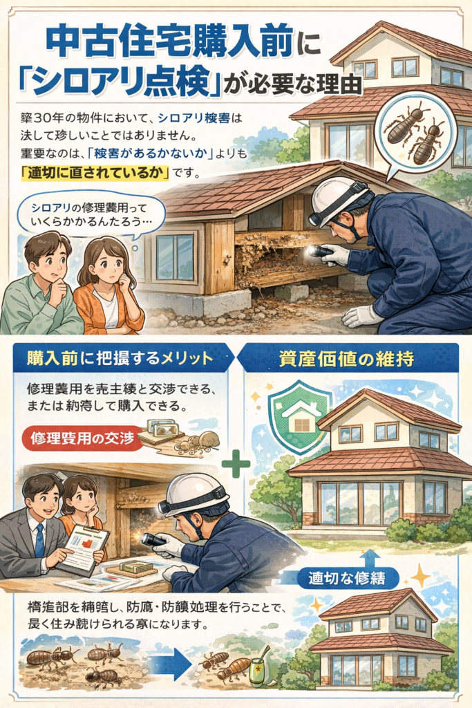 中古住宅購入時にシロアリ点検が必要な理由