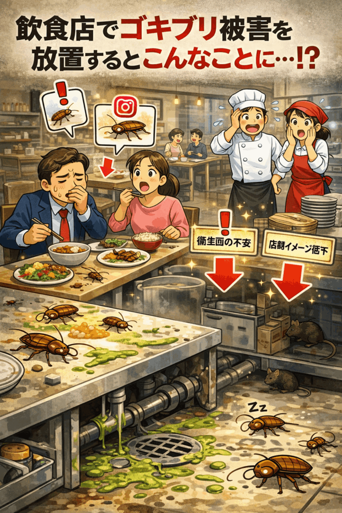 飲食店でゴキブリ被害を放置するとどうなる？