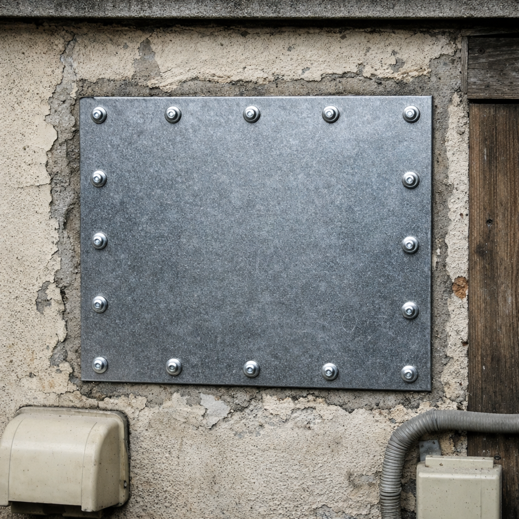 ネズミ駆除 「古い換気扇跡」を、ネズミが二度と食い破れない強固な資材で封鎖しました。