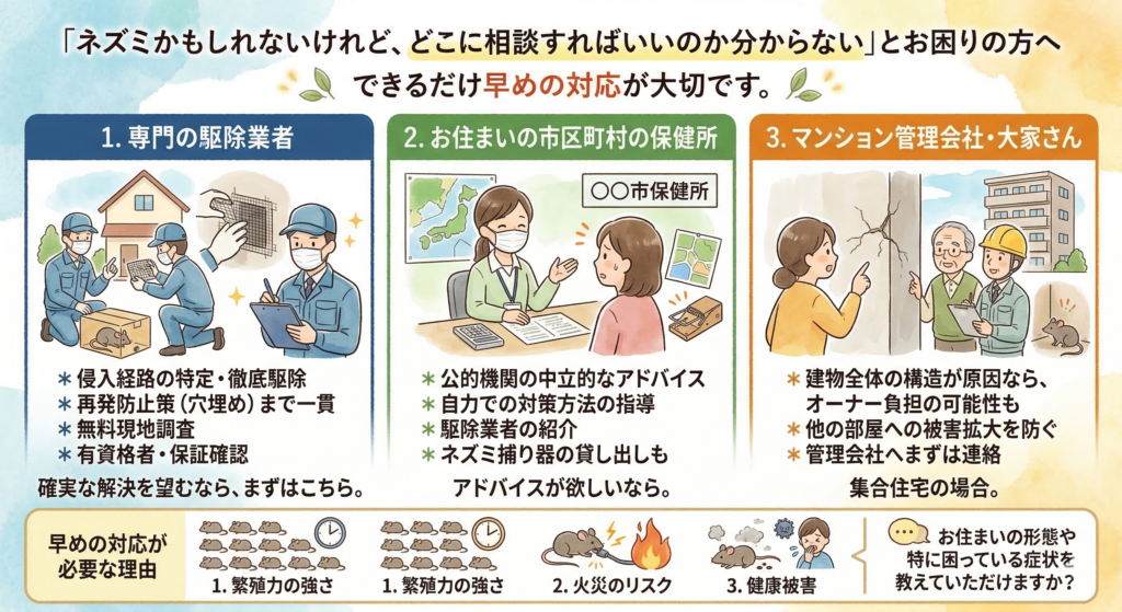 ネズミ駆除の相談先と早期対応