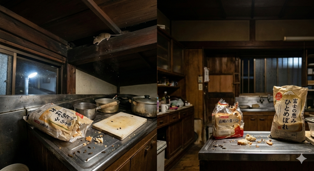 台所の食材を齧ってしまうネズミ