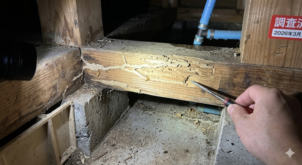 浴室土台のシロアリ被害