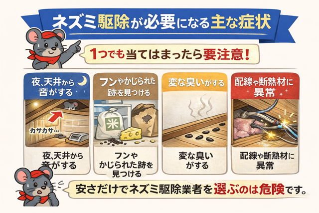ネズミ駆除が必要になる主な症状