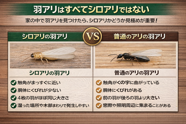 羽アリは全てシロアリじゃない、羽アリの見分け方