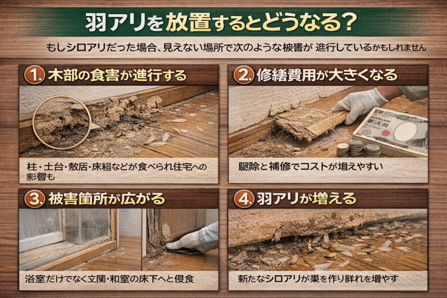 羽アリを発見後に放置するとどうなるか?