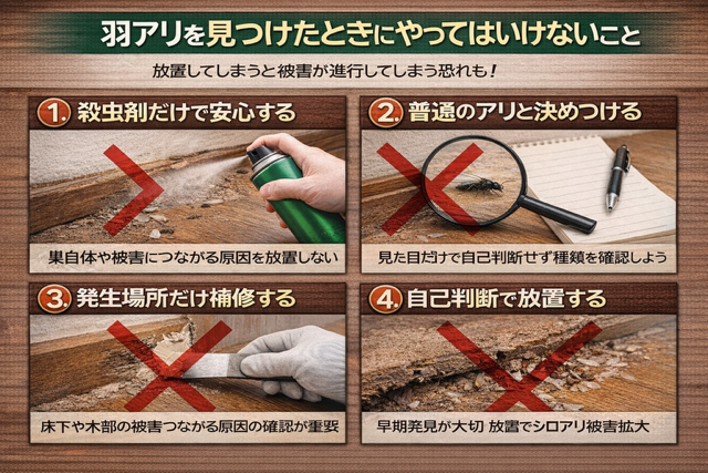 家の中で羽アリを発見後に行っては行けない事