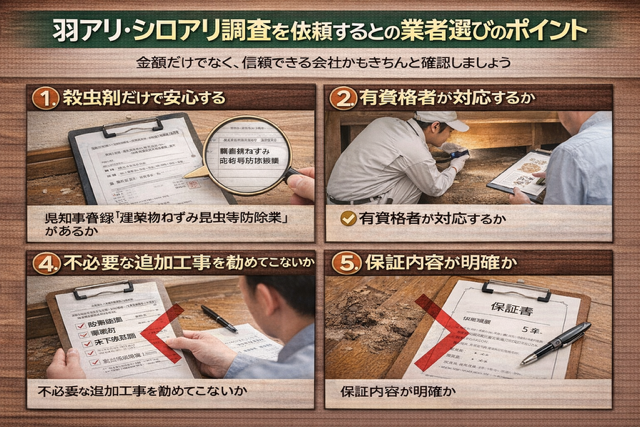 羽アリを発見後に調査を依頼する会社の選び方