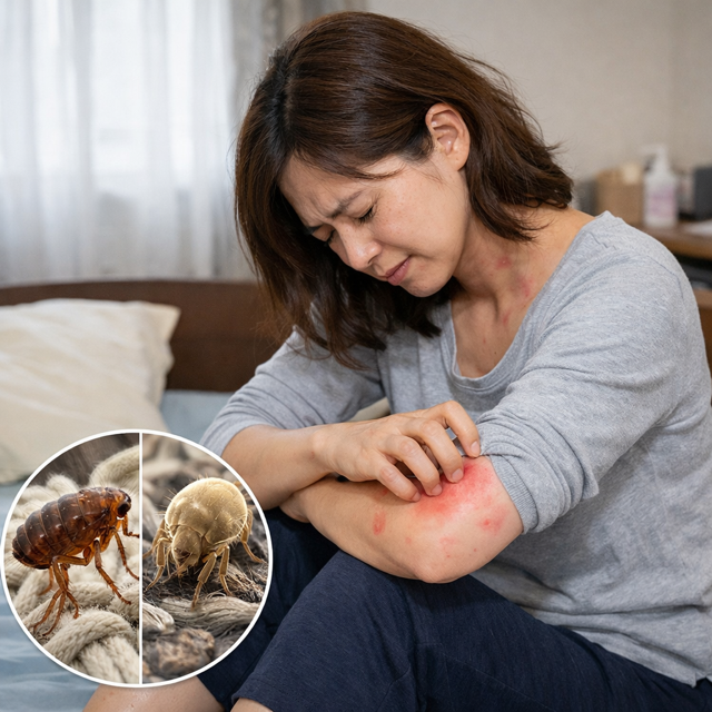 部屋にいるとノミとダニに刺される。かゆみがひどく、精神的にもかなりつらい