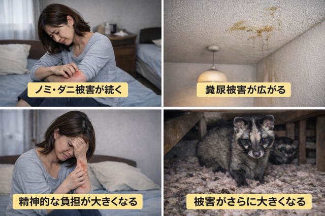 ハクビシン被害を放置するとどうなる？