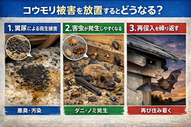 コウモリ被害を放置するとどうなるのか？