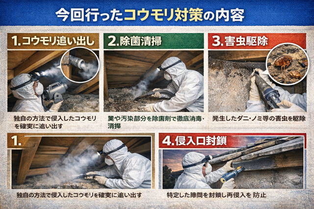 今回行ったコウモリ対策の内容