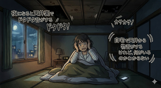 「自宅で天井から物音がするけれど、何がいるのかわからない」
