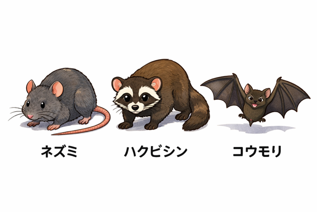 ネズミ•ハクビシン•コウモリ
