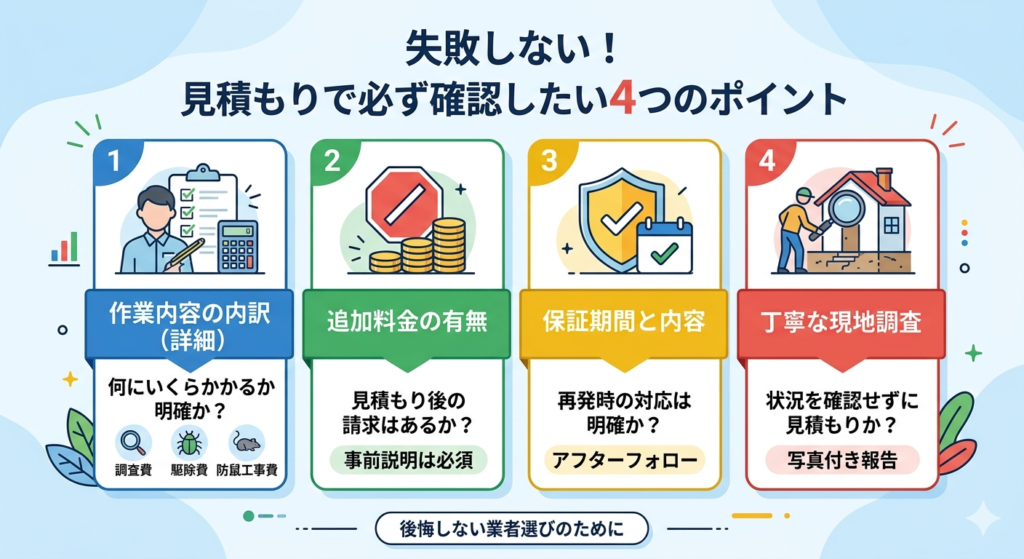 失敗しない！見積もりで必ず確認したい4つのポイント