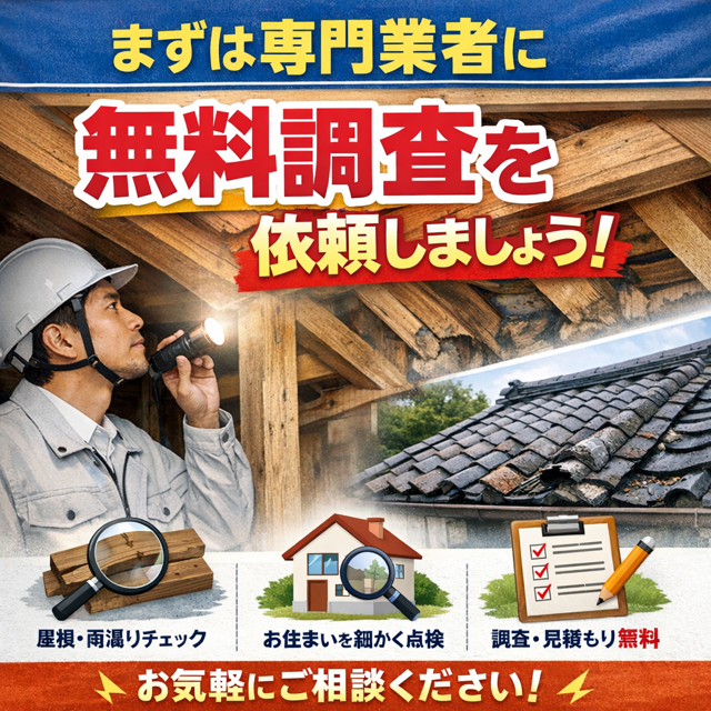 まずは専門業者に無料調査を依頼しましょう