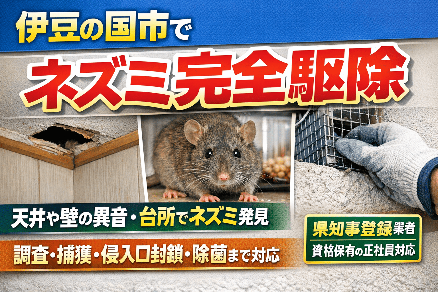 伊豆の国市でネズミ完全駆除