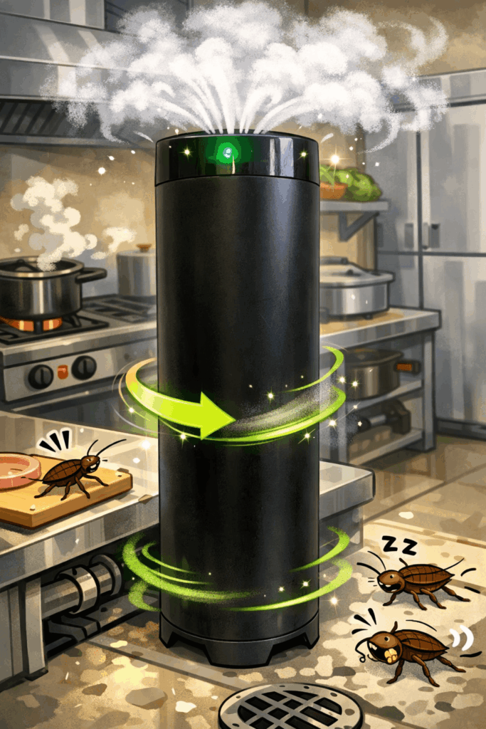 ゴキブリ駆除機が作動している様子