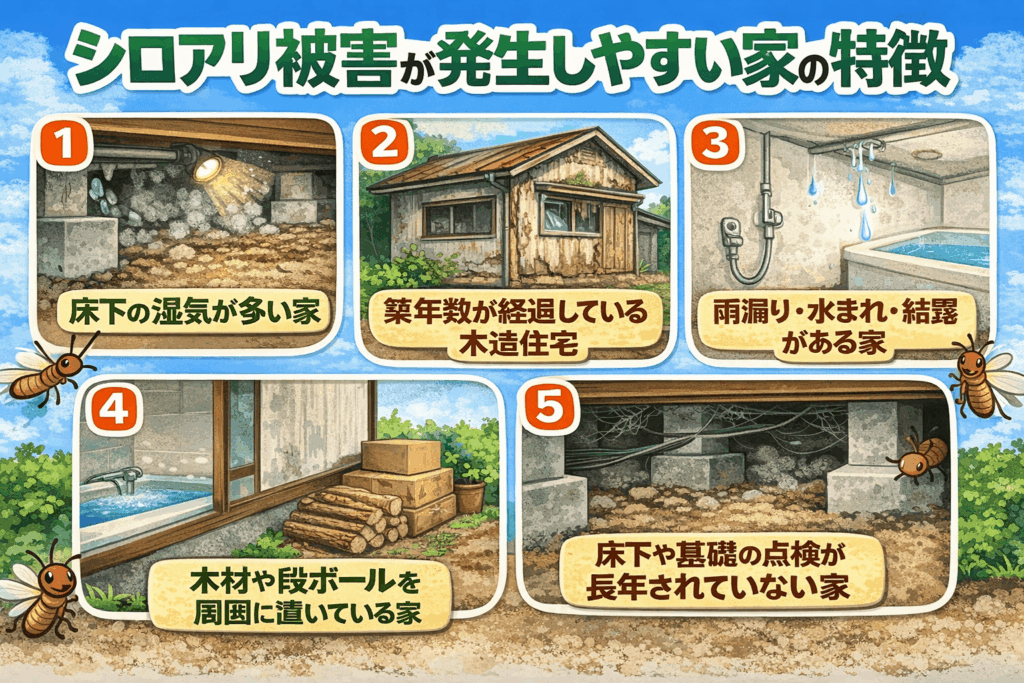 シロアリ被害が発生しやすい家の特徴