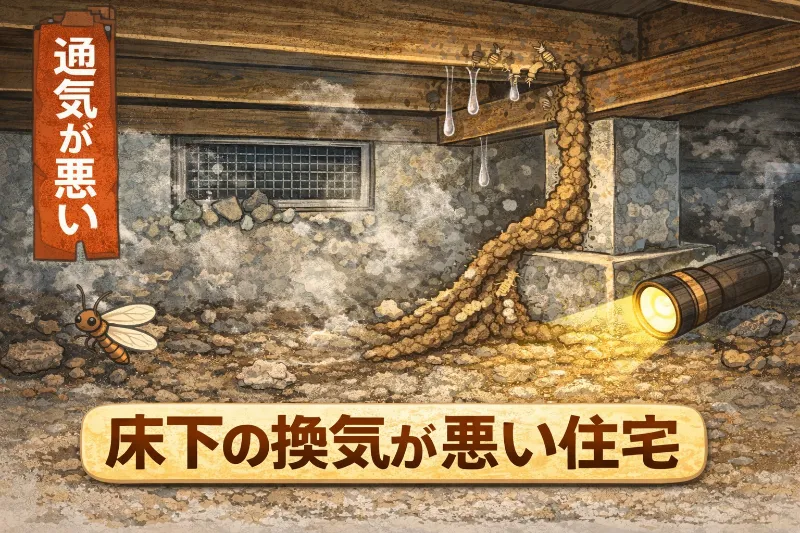 床下の換気が悪い住宅