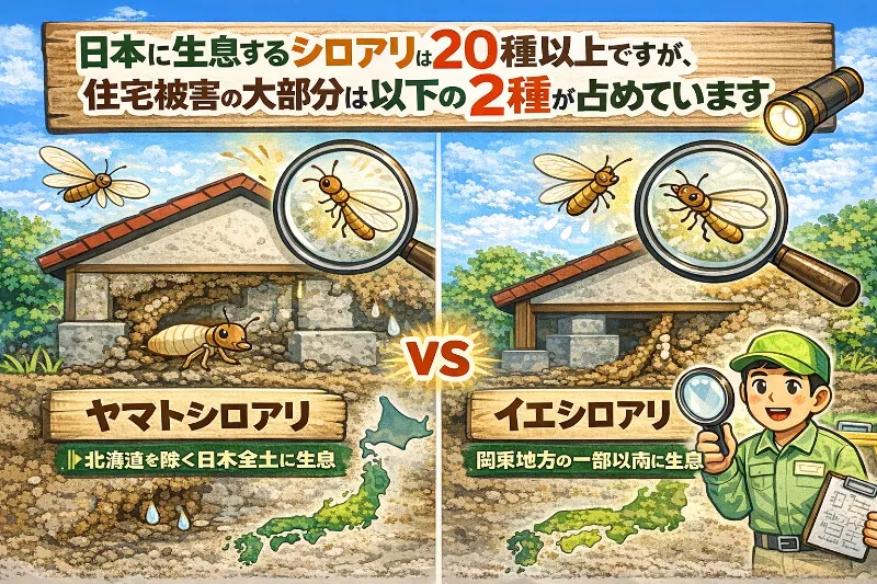 静岡県住宅被害の大部分はヤマトシロアリとイエシロアリ