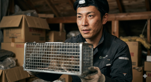 ネズミの捕獲作業